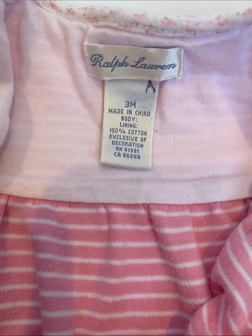 Ralph Lauren Pink & White Striped Lace-Collar Baby Footie